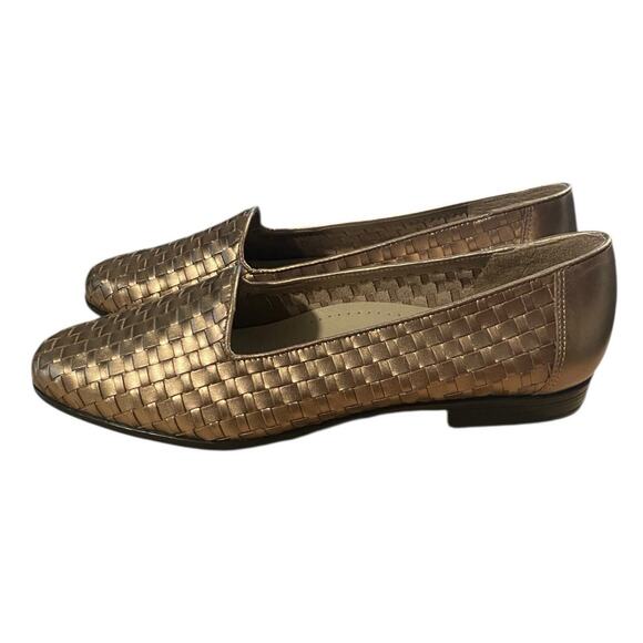 Trotters Liz Loafers Womens 9M Gold Woven Leather Slip On Comfort Shoe Flats NEW - Picture 8 of 8